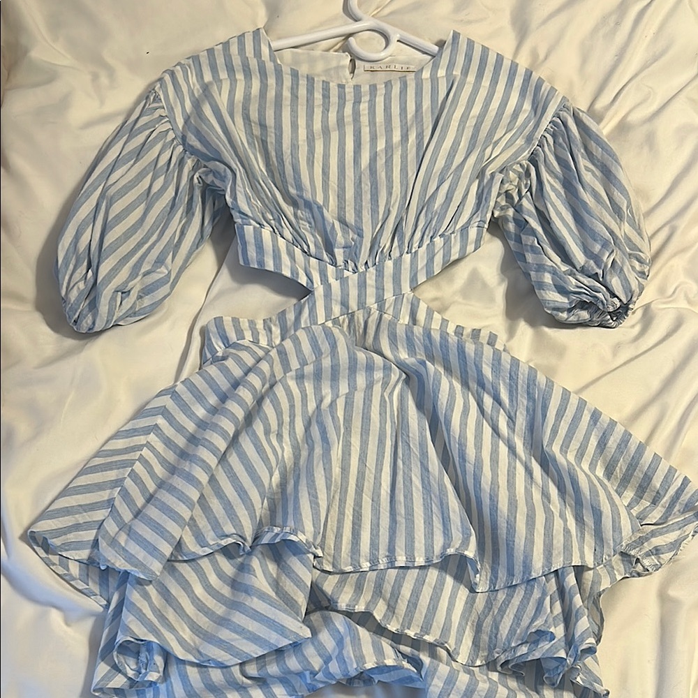Karlie Light Blue and White Striped Dress